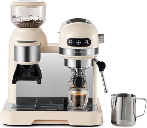 Neretva 20 Bar Espresso Coffee Machine With Grinder Steam Wand For