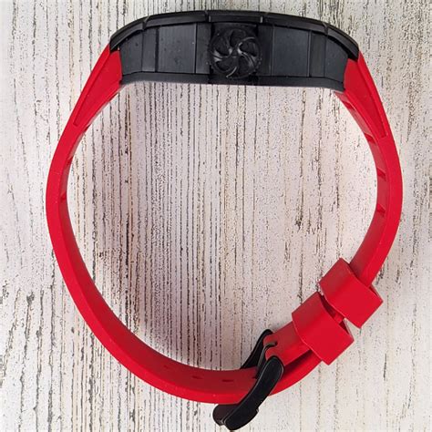 Wishdoit The Runway Black Watch Red Strap Sapphire Crystal Tonneau