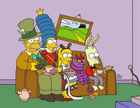 Simpsons Couch Gag Alice In Wonderland Mad Hatter Cheshire Cat Lisa