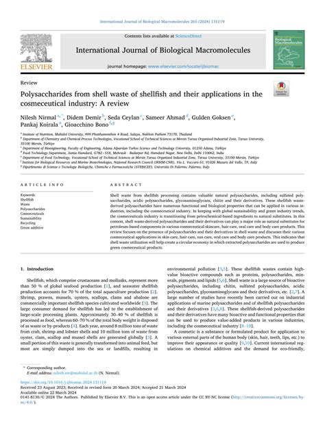 Pdf Polysaccharides From Shell Waste Of Shellfish And Their