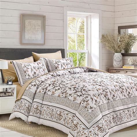 Amazon Dobuyly Brown King Size Comforter Set Floral Botanical