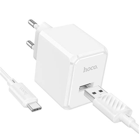 СЗУ с выходом USB Hoco CS11A 5V 2 1A 1USB Кабель Type C белое купить