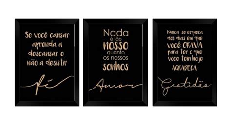 Kit Quadros Decorativos Frase Fé Amor Gratidão Elo7