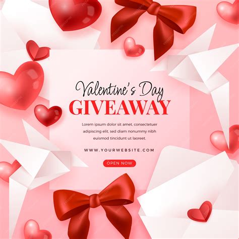 Premium Vector | Realistic valentine's day giveaway illustration