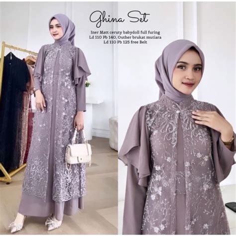 Jual Ghina Set Outher Dress Kondangan Brukat Bridesmaids Seragaman Baju