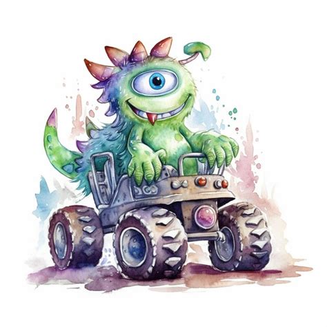 Premium AI Image There Is A Cartoon Monster Driving A Four Wheeler