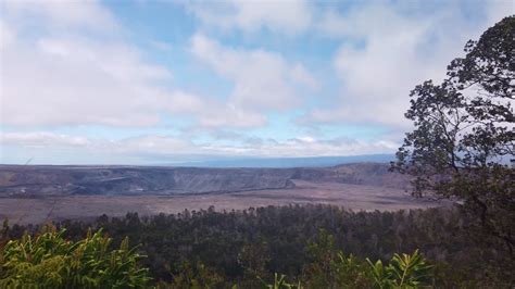 Gimbal Dolly Shot Of The Caldera And Crater At Kilauea From Volcano