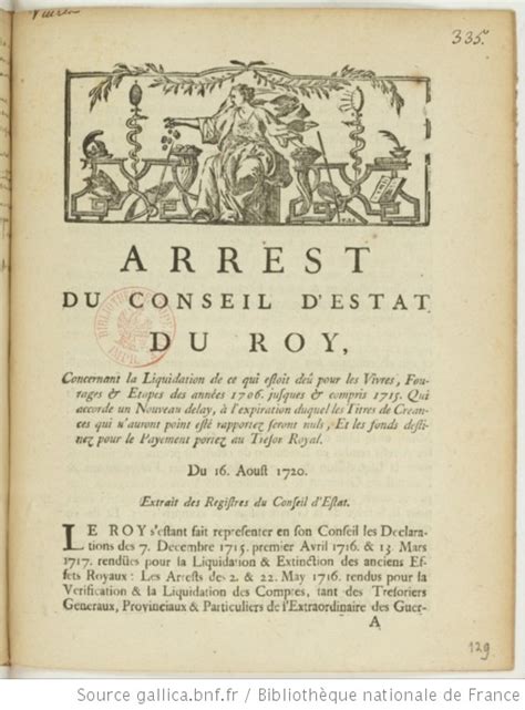 Arrest Du Conseil D Estat Du Roy Concernant La Liquidation De Ce Qui