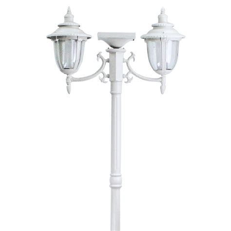 Sunray Hannah 2 Light Outdoor White Integrated Led Solar Lamp Post An