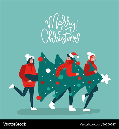 Happy tree friends carrying christmas Royalty Free Vector