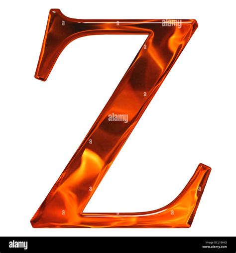 Lowercase Letter Z The Extruded Of Glass With Pattern Flame Isolated