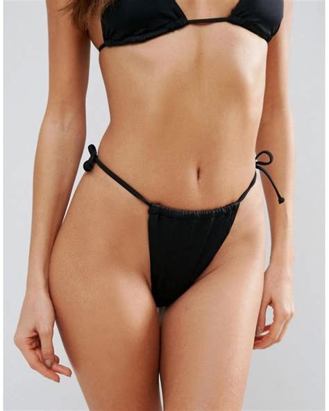 Missguided High Leg String Bikini Bottom In Black Lyst UK