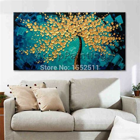 Us Modern Hand Painted Palette Knife D Texture Flower And Tree