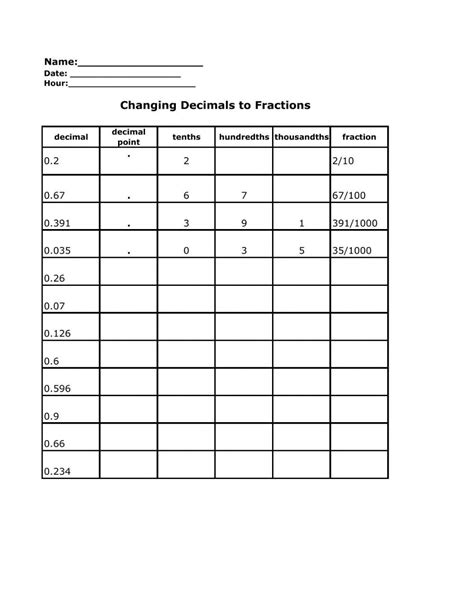 Fraction Decimal And Percent Worksheet Live Worksheets 59 Off