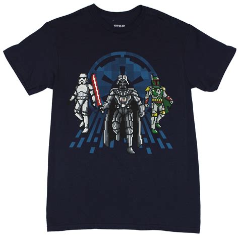 Star Wars Mens T Shirt 16 Bit Pixelated Darth Vader Boba Fett And Stormtrooper 2x Large