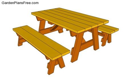 Woodwork Picnic Table Plans Detached Benches PDF Plans