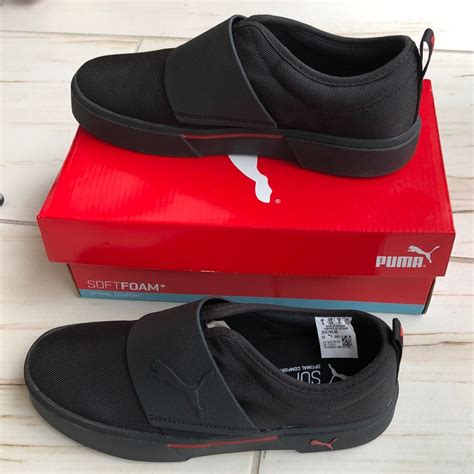 Puma El Rey Ii Slip On Black Sneakers With Red Detail Gem