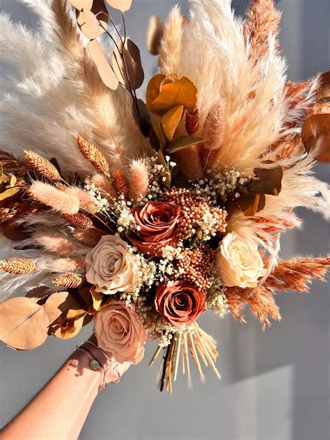 Bridal Fall Wedding Bouquet Rustic Bridal Bouque Dried Wedding Bunch