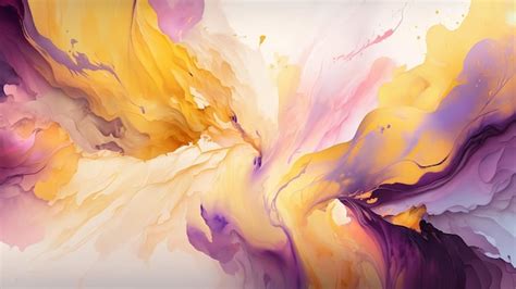 Premium AI Image | A colorful painting with yellow and purple paint on it