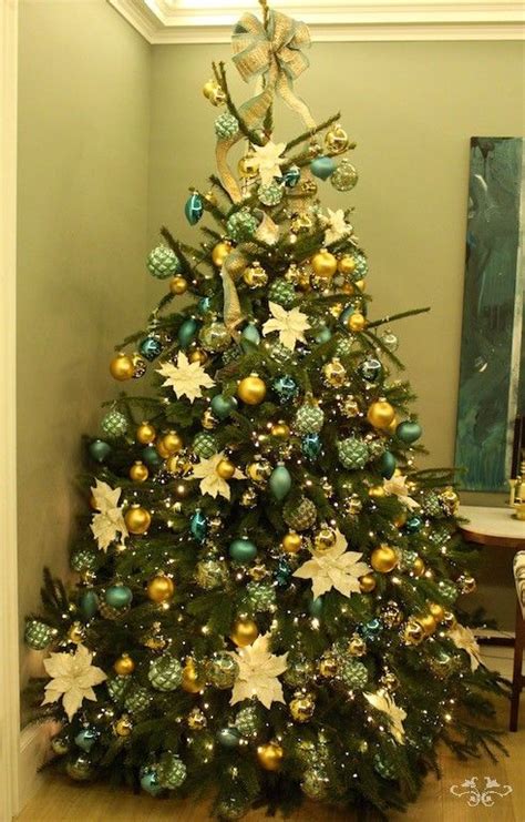 Turquoise Gold And White Themed Christmas Tree By Neill Strain Floral