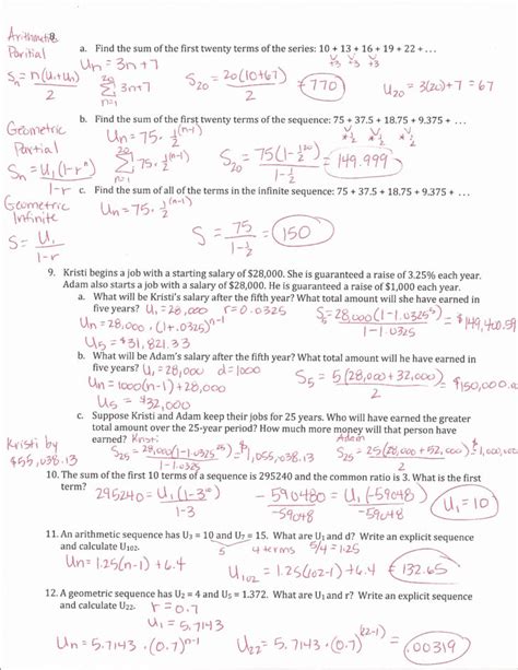 Algebra 2 Arithmetic Sequences Worksheet