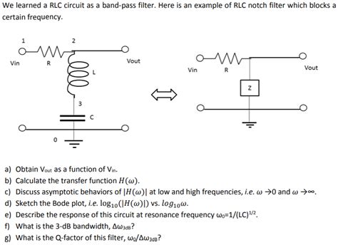 Solved We Learned A Rlc Circuit As A Band Pass Filter Here Chegg