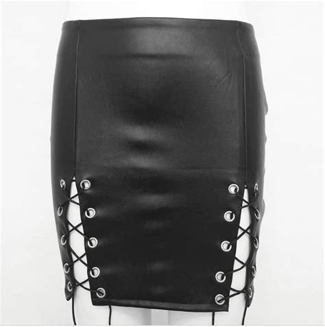 2020 Fetish Leather Mini Skirt Ultra Tight Miniskirt Black Sexy Leather Bdsm Clothing Ddlg