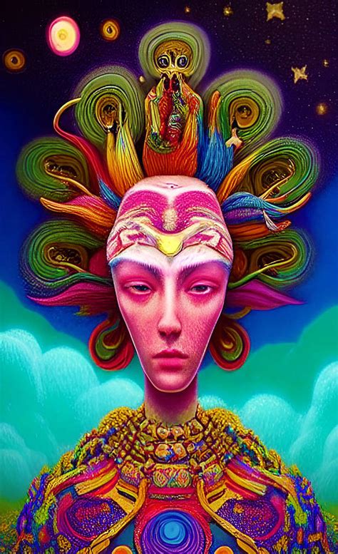 Psychedelic Portrait Digital Art By Barroa Artworks Pixels