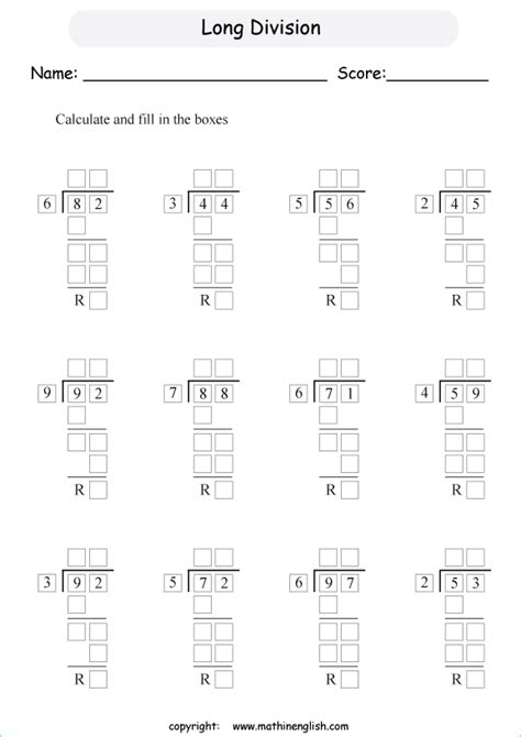 Long Division Worksheets 4 Digit By 2 Digit