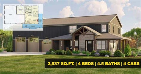 Traditional 2-story Barndominium W/ Deluxe Master Bed, Bonus Expansion ...