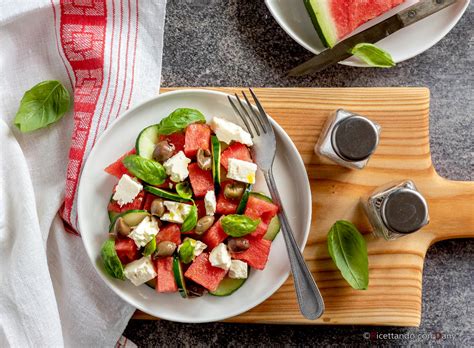 Insalata Di Anguria Con Cetrioli E Feta Ricetta Fresca Per L Estate