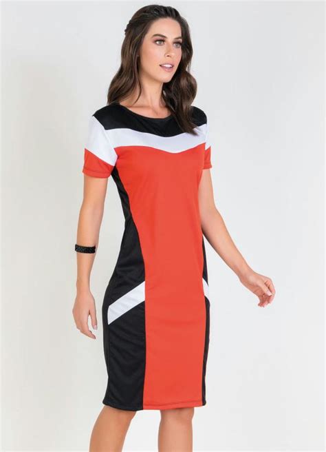 Vestido Tricolor Tubinho Moda Evang Lica Rosalie