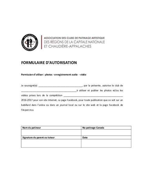 Fillable Online Formulaire D Autorisation De Diffusion De Photo Et D