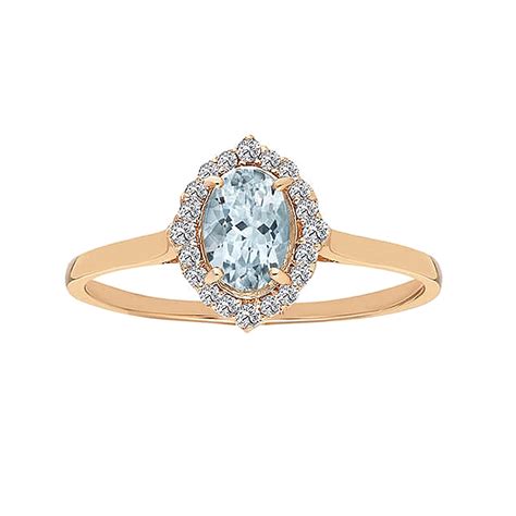 Aquamarin Ring mit Diamanten Rotgold Rosègold 585 DiamondOro de