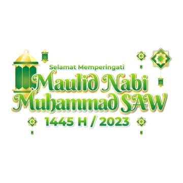 Text Of Maulid Nabi 2023 Year 1445 H Vector, Birthday Of The Prophet ...