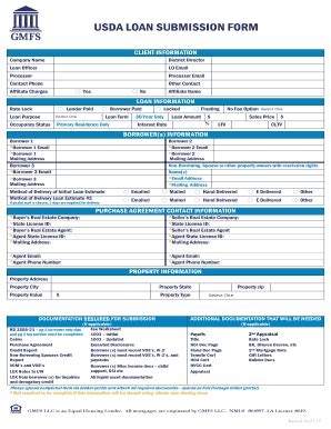 Fillable Online USDA LOAN SUBMISSION FORM Fax Email Print PdfFiller