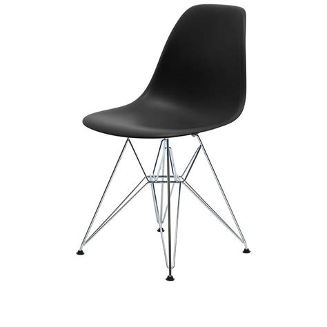 Vitra Eames DSR Side Chair Chrome Legs In Deep Black Vitra