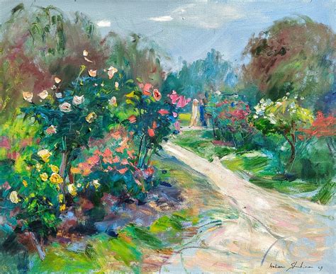 Impressionistic Etude Large 80x65 Cm Walk In The Rose Garden