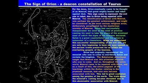 The Sign Of Orion And His Meaning In The Heavens And Relationship To