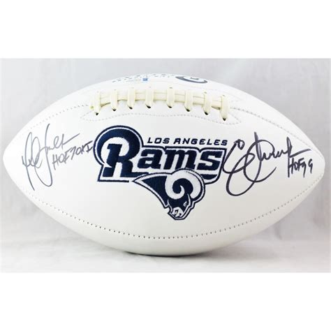 Eric Dickerson Marshall Faulk Signed Rams Logo Football Inscribed