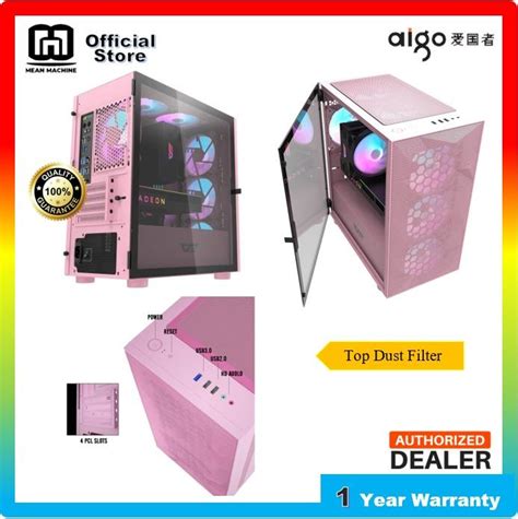 Aigo DarkFlash DLM 21 Pink Mesh MATX Tempered Glass Hinged Gaming