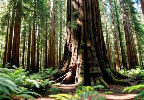 Premium AI Image The Towering Presence Of Ancient Redwood Trees In A