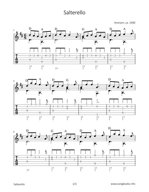 Salterello Arr Bettina Schipp By Anonym Sheet Music For Solo Guitar