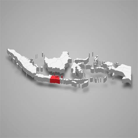 Peta isometrik 3D lokasi provinsi Jawa Timur, Indonesia | Vektor Premium