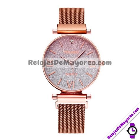 Reloj Extensible Mesh Iman Difuminado Y Numeros Romanos Con Diamante