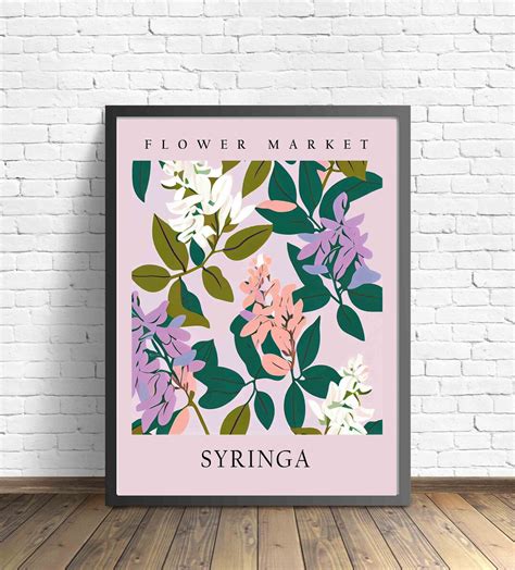 Syringa Flower Market Art Print, Syringa Wall Art, Botanical Pastel ...