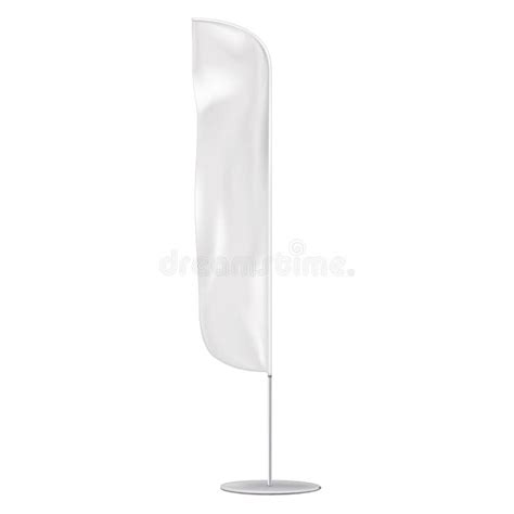 White Blank Feather Wind Flag Vector Mockup Advertising Banner Stand Mock Up Stock Illustration