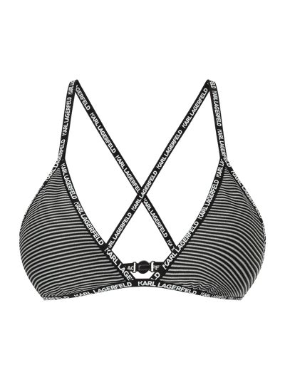 Karl Lagerfeld Beachwear Bikini Oberteil Mit Streifenmuster Silber