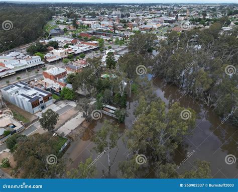 Aerial View Of Flooded Murray River Echuca Flash Flooding 2022