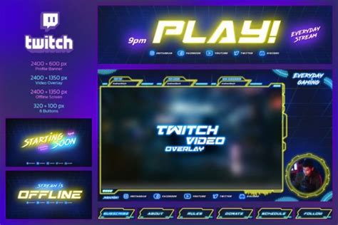 Twitch Neon Gaming Kit Graphic By Sko4 Creative Fabrica